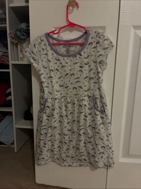 Bobbie Brooks White Unicorn & Lavender Trim Kids Casual Dress